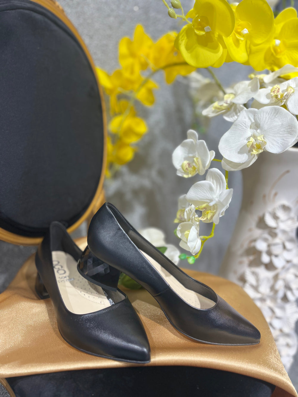 Pantofi office, cu toc comod, negri