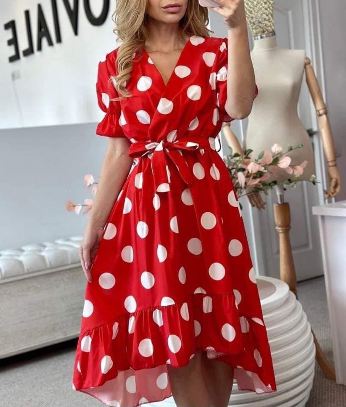 Rochie red&white