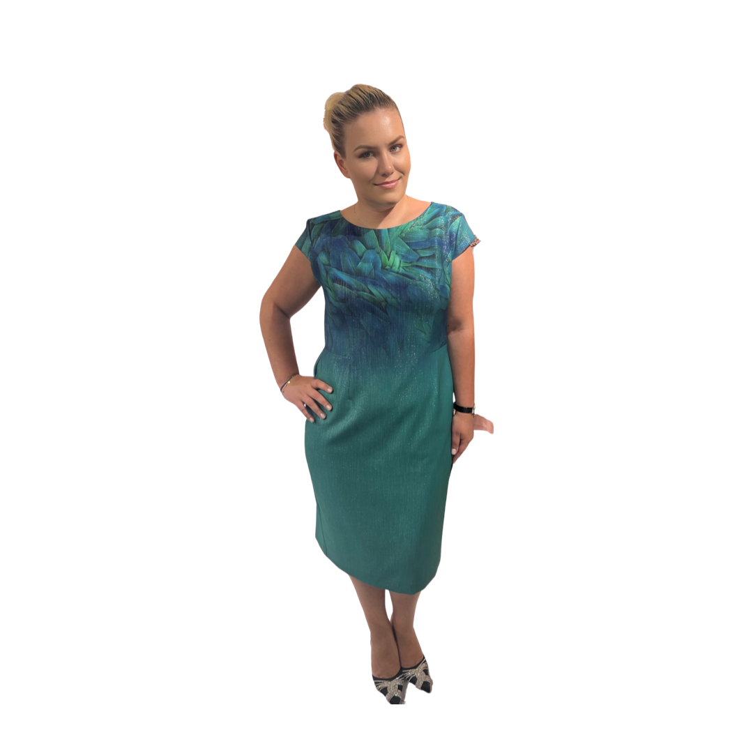 Rochie verde&albastru