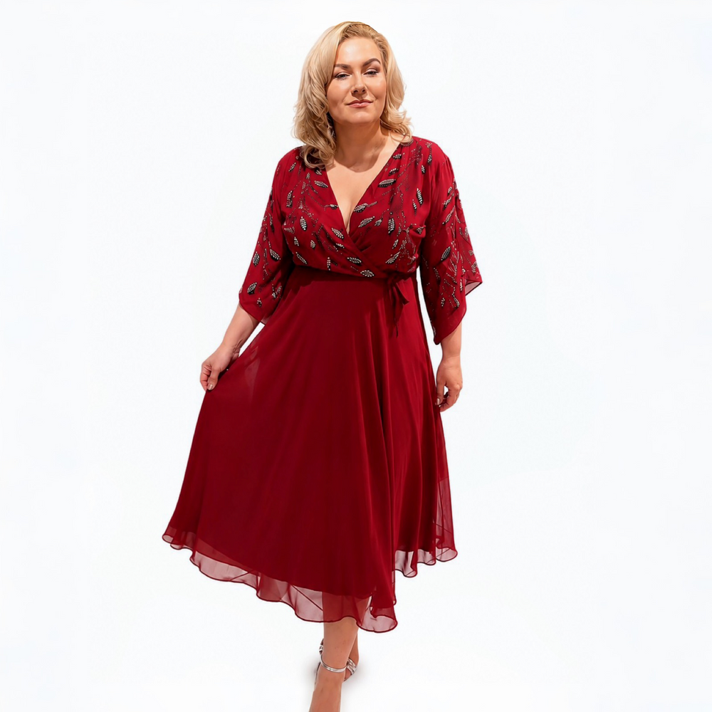 Rochie midi grena